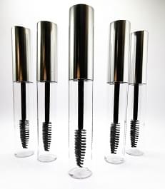 Envase Rimel Vacio, Envase Mascara Pestaña Vacio 10ml Tapa Plateada Cuerpo Transparente